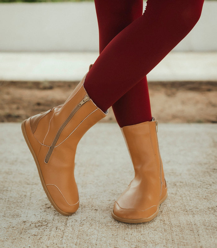 Women's Vegan Leather Boots Mut Caramelo