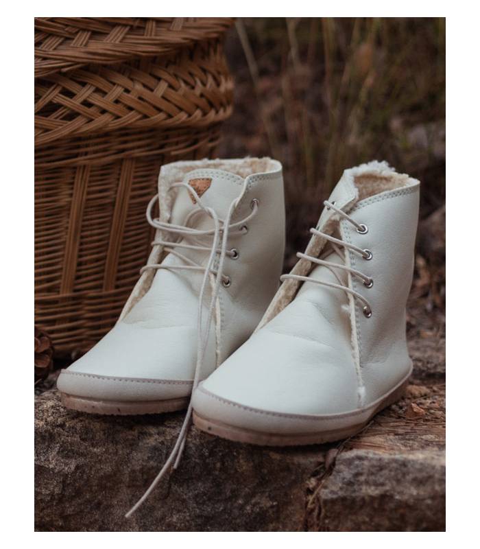 Botas de piel vegana para mujer Mut Marfil