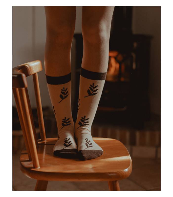 Calcetines Slowers Beige hojas