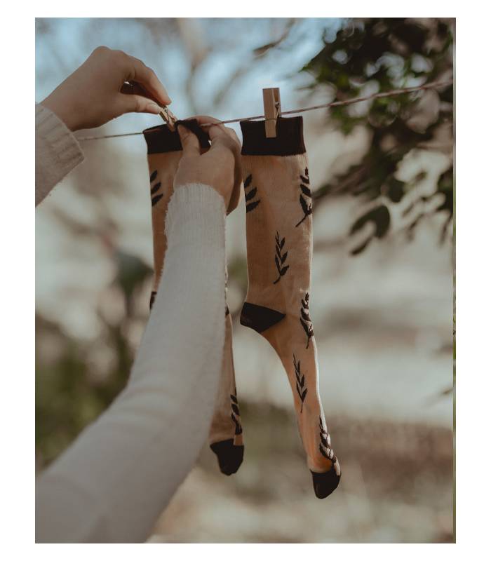 Calcetines Slowers Beige hojas