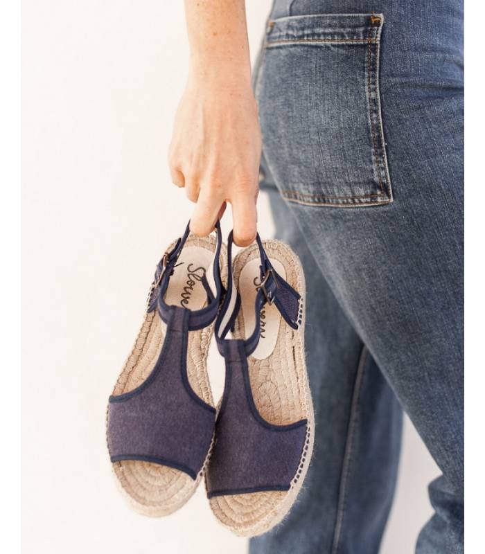 Esparto Doppelsohlen-Sandalen Luna Deep Blue