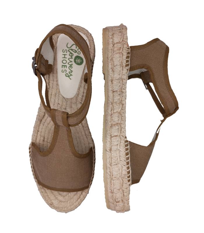 Luna Khaki Esparto-Sandalen mit doppelter Sohle