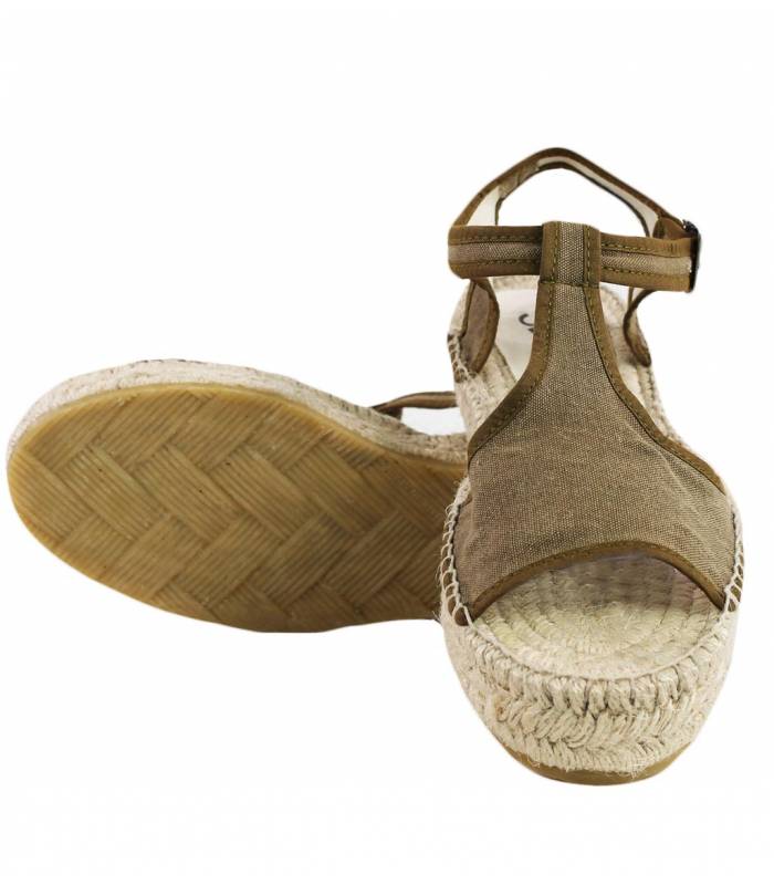 Luna Khaki Esparto-Sandalen mit doppelter Sohle