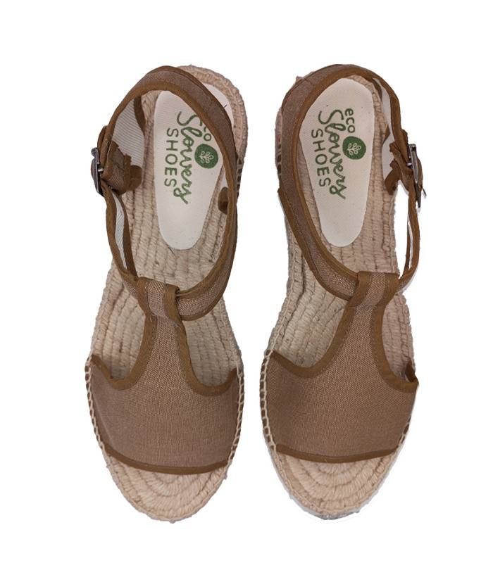 Luna Khaki Esparto-Sandalen mit doppelter Sohle