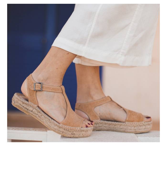 Esparto Doppelsohlen-Sandalen Luna Cream