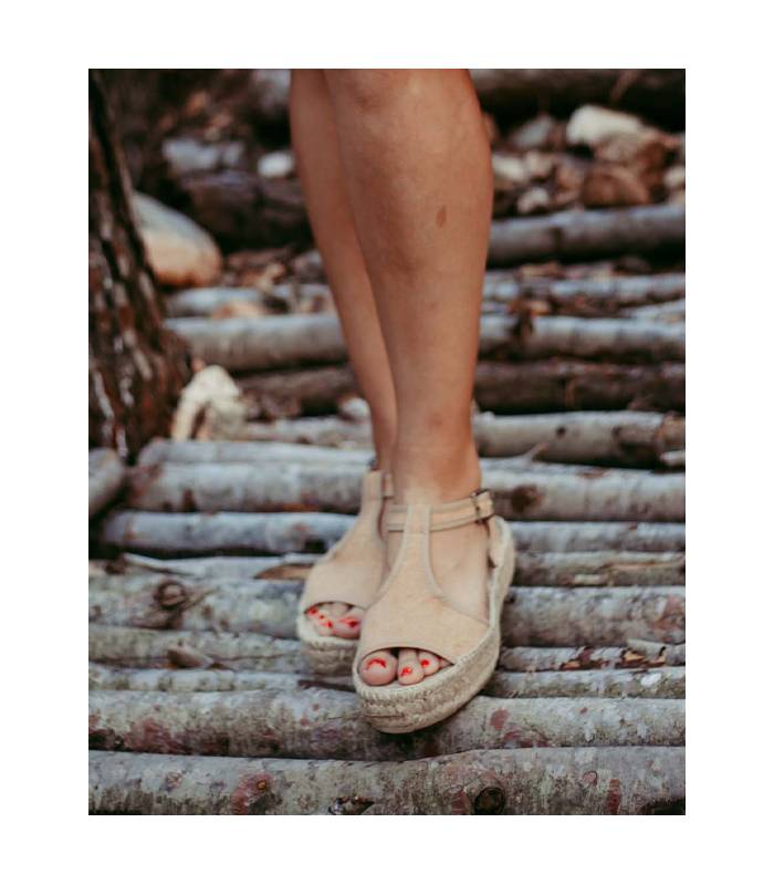 Esparto Doppelsohlen-Sandalen Luna Cream