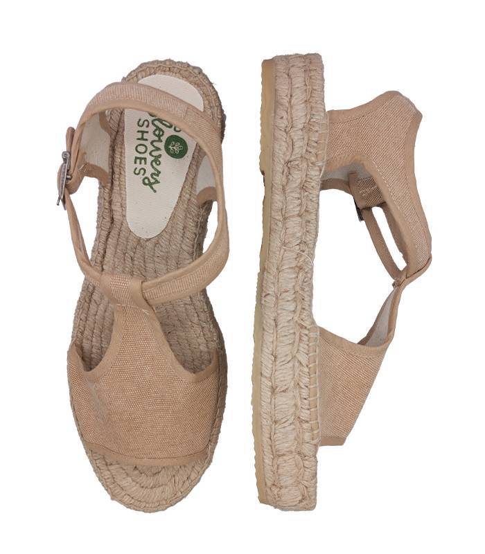 Esparto Doppelsohlen-Sandalen Luna Cream
