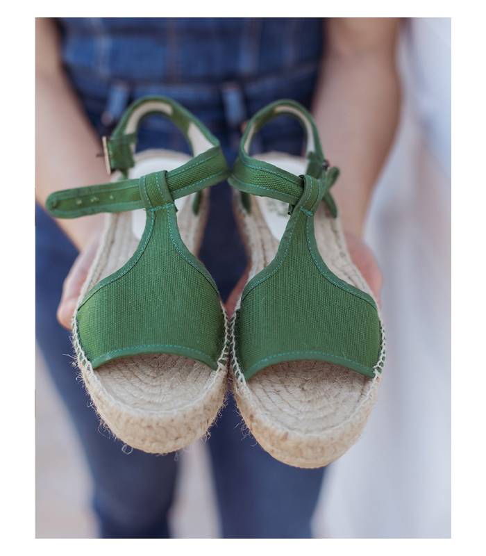 Luna Green Esparto-Sandalen mit doppelter Sohle