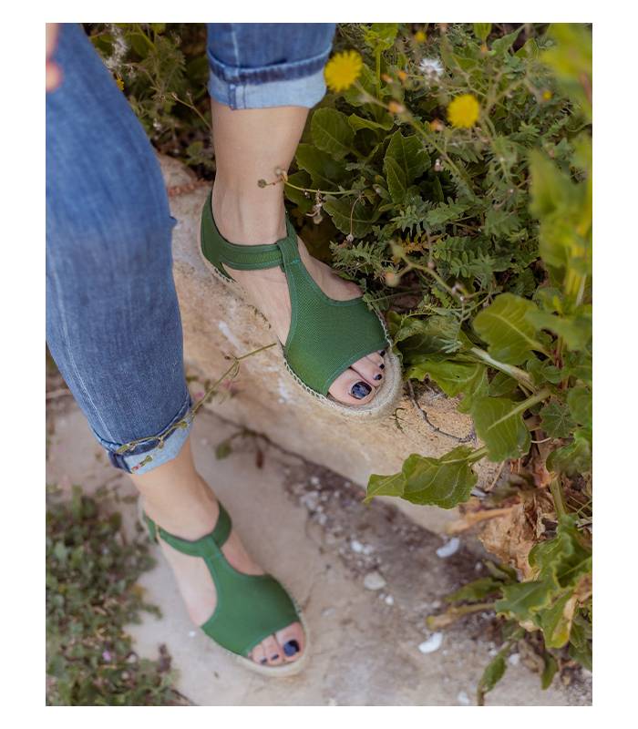 Luna Green Esparto-Sandalen mit doppelter Sohle