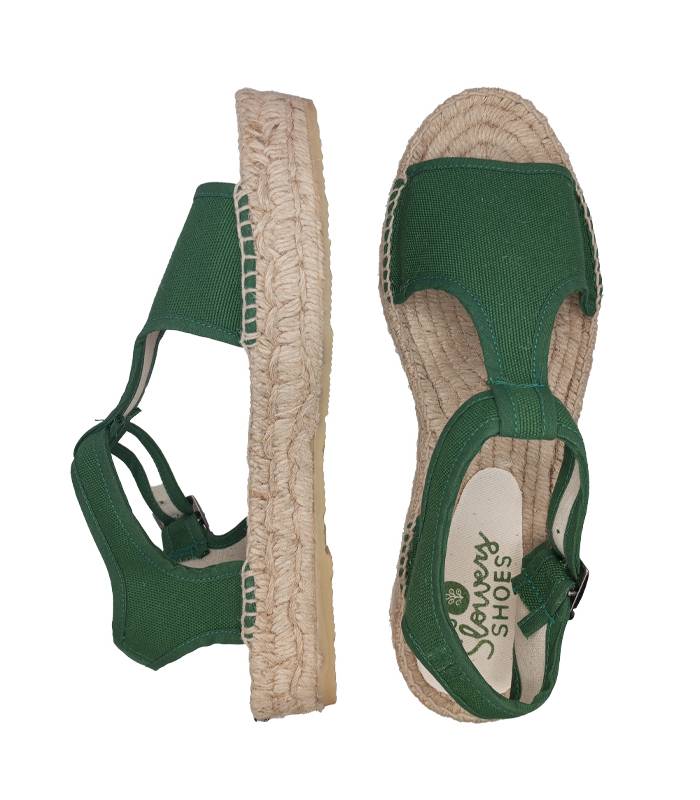 Luna Green Esparto-Sandalen mit doppelter Sohle
