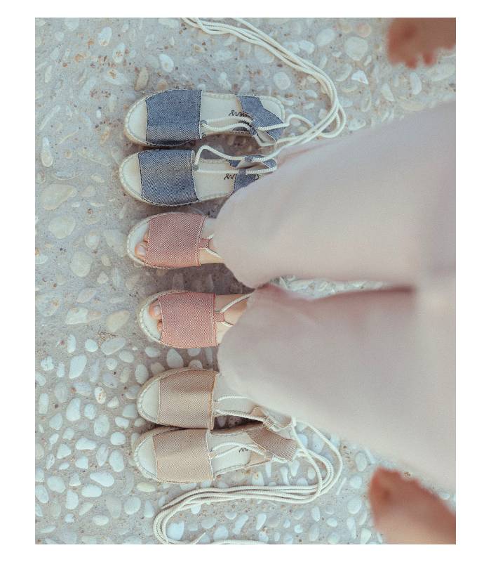 Sandalias yute con plataforma y cordones Estrella Negro
