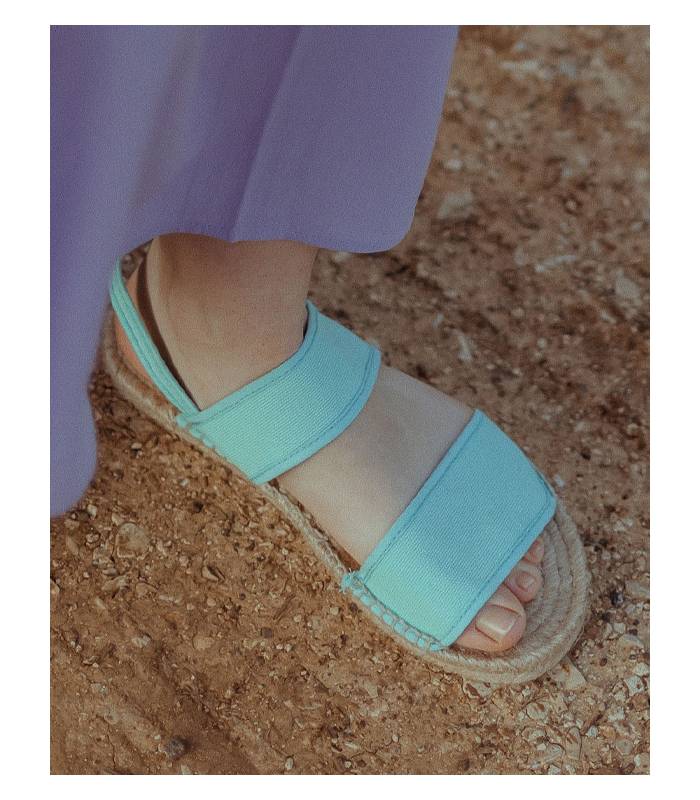 Sandalias planas yute Posidonia Aguamarina