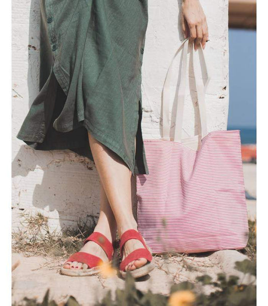 Sandalias planas yute Posidonia Rojo