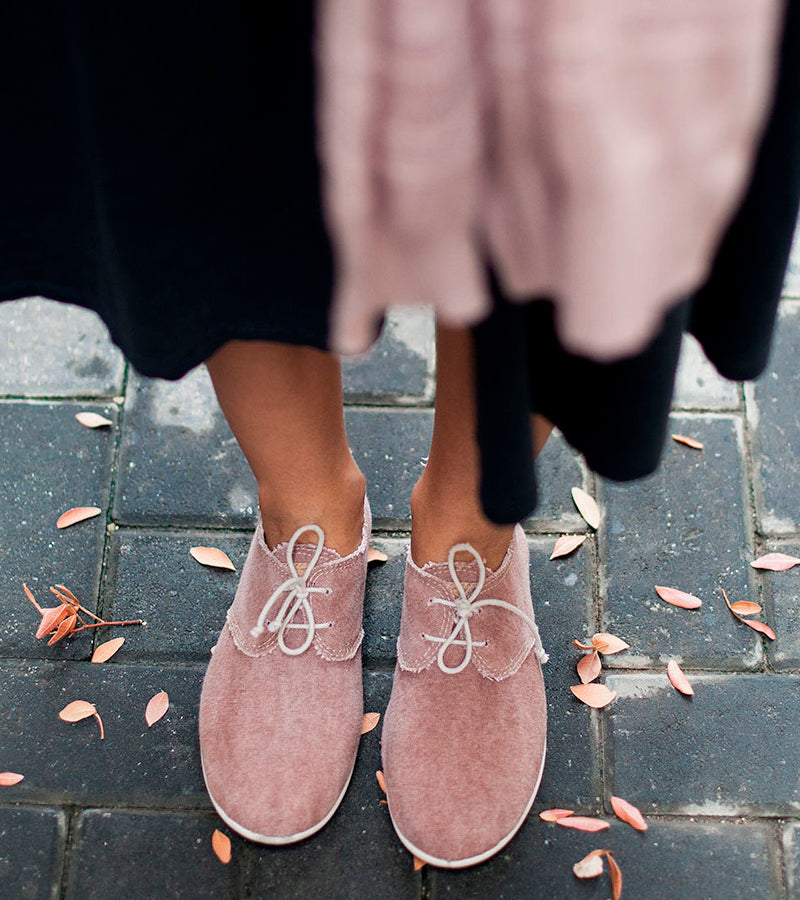 Pinkfarbene Pixie Blücher-Schnürschuhe