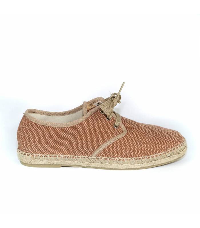 Jove Brown Herringbone Jute Lace-Up Espadrilles