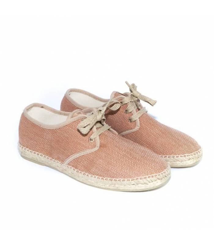 Jove Brown Herringbone Jute Lace-Up Espadrilles