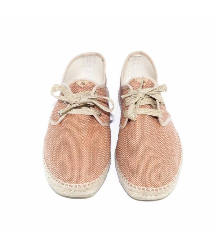 Jove Brown Herringbone Jute Lace-Up Espadrilles