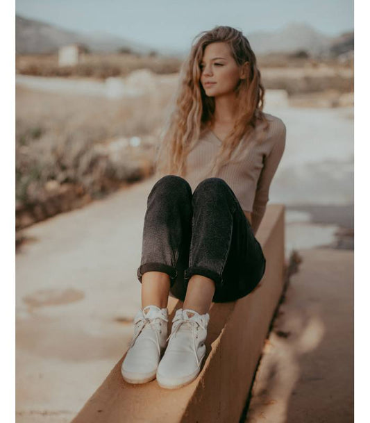 Botas de piel vegana para mujer Mut Marfil