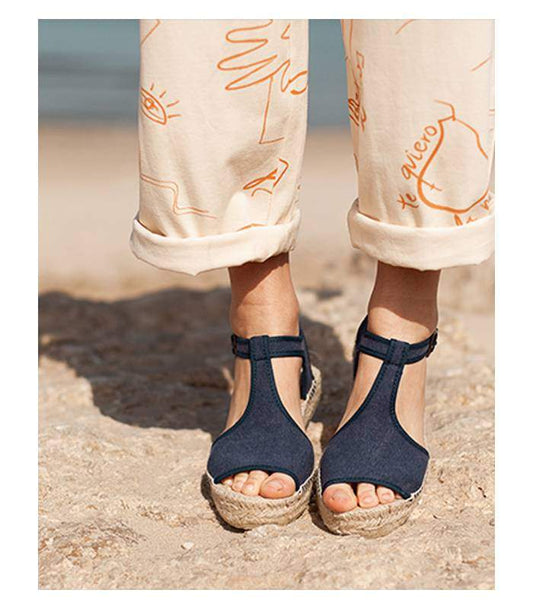 Double sole esparto sandals Deep Blue Moon