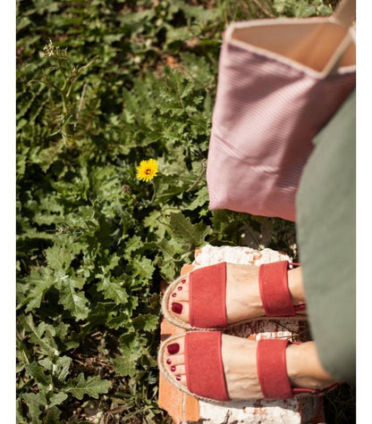 Flat jute sandals Posidonia Red