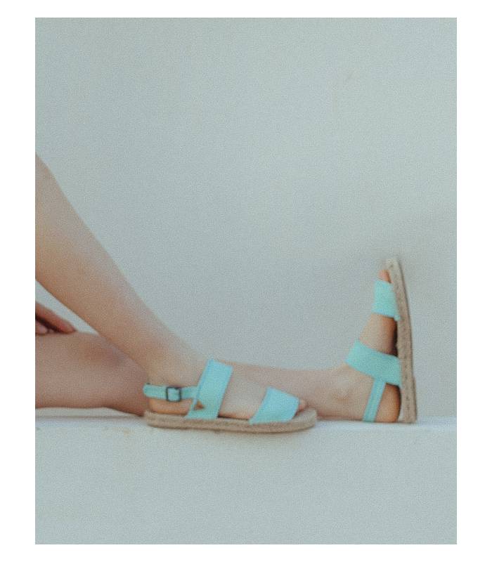 Flat jute sandals Posidonia Aquamarine